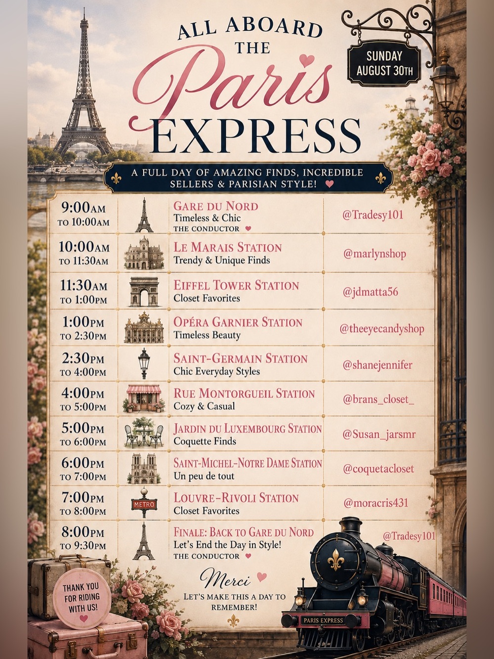 All Aboard The Paris Express! Come join us we embark into our next adventure!